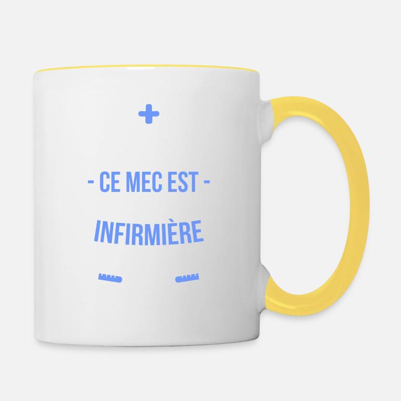 Infirmière : déjà pris ! - Mug contrasté - blanc/jaune