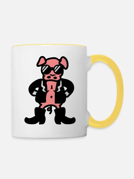 Coole Sau - Tasse zweifarbig - Weiß/Gelb