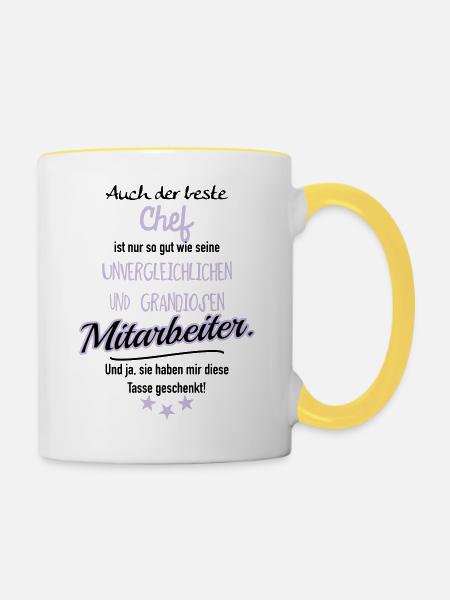 bester Chef grandiose Mitarbeiter - Tasse zweifarbig - Weiß/Gelb