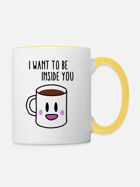 Coffee inside you - Tasse zweifarbig - Weiß/Gelb