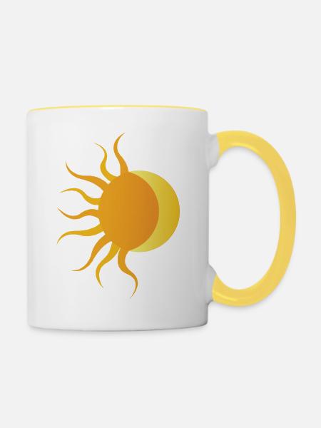 Sonne - Mond - Tasse zweifarbig - Weiß/Gelb