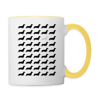 Dackel - Tasse zweifarbig - Weiß/Gelb - Rechts