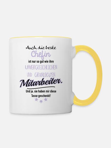 Beste Chefin Tasse - Tasse zweifarbig - Weiß/Gelb
