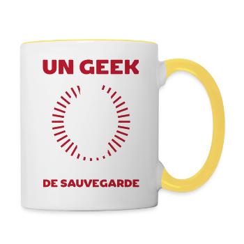 "Un geek ne meurt pas" t-shirt geek humour - Mug contrasté - blanc/jaune - Droite