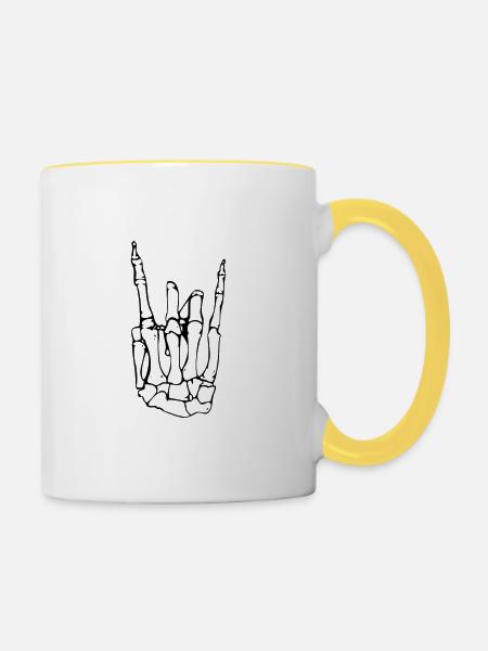 Skelett - Tasse zweifarbig - Weiß/Gelb