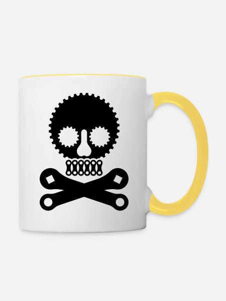 Bike Pirate - Tasse zweifarbig - Weiß/Gelb