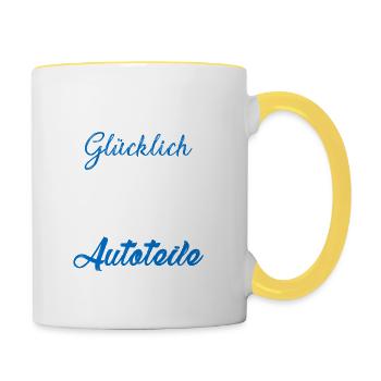 Du musst schon Autoteile davon kaufen - Tasse zweifarbig - Weiß/Gelb - Rechts