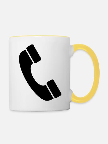 hörer - Tasse zweifarbig - Weiß/Gelb