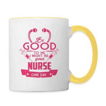Krankenpflegerin / Krankenschwester - Tasse zweifarbig - Weiß/Gelb - Rechts