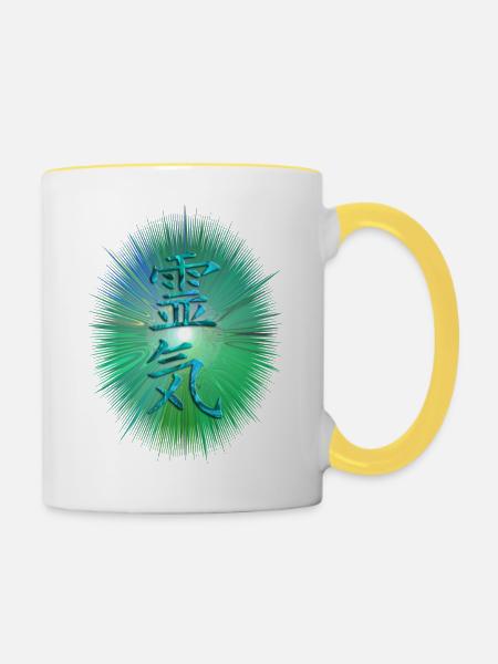 REIKI energy - Tasse zweifarbig - Weiß/Gelb