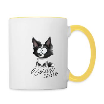 Ich bin Border-Collie - Schwarz FR - Tasse zweifarbig - Weiß/Gelb - Rechts