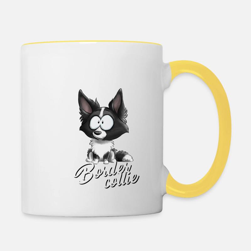 Ich bin Border-Collie - Schwarz FR - Tasse zweifarbig - Weiß/Gelb