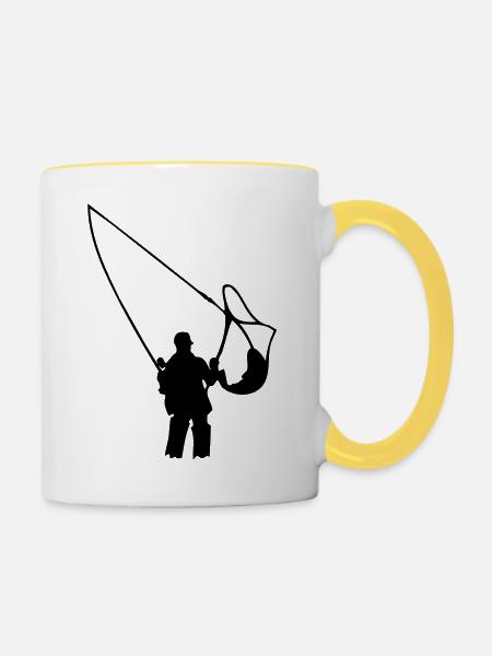 Fliegenfischen - Tasse zweifarbig - Weiß/Gelb