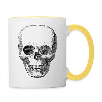 Cartoon head of death - Contrasting Mug - white/yellow - Right