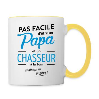 Papa chasseur - Mug contrasté - blanc/jaune - Droite