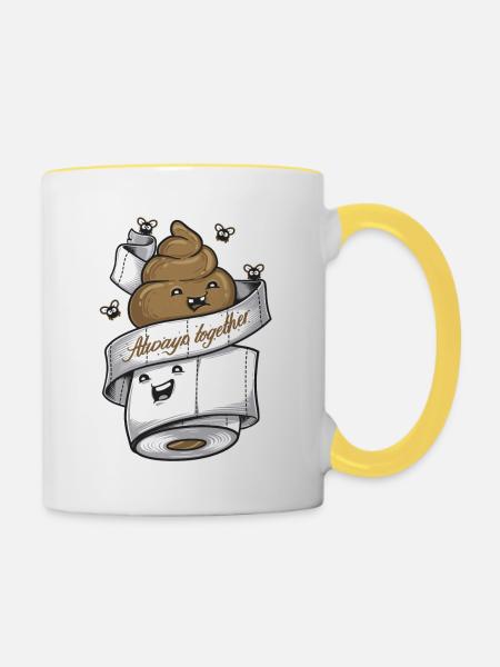 immer zusammen - Tasse zweifarbig - Weiß/Gelb
