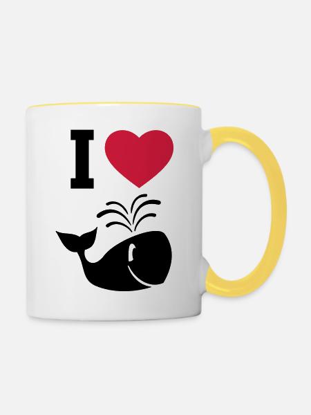 Wal - Tasse zweifarbig - Weiß/Gelb