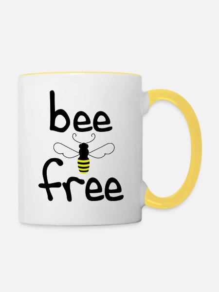 Bee free - Tasse zweifarbig - Weiß/Gelb