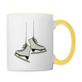 Schlittschuh - Tasse zweifarbig - Weiß/Gelb - Rechts