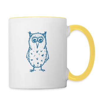 Owl max blue - Contrasting Mug - white/yellow - Right