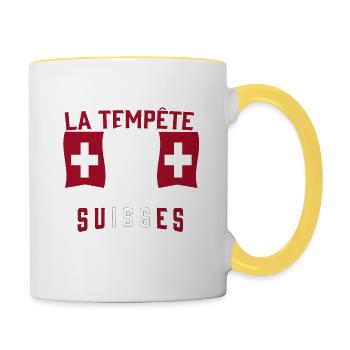Tempête Suisses - Mug contrasté - blanc/jaune - Droite
