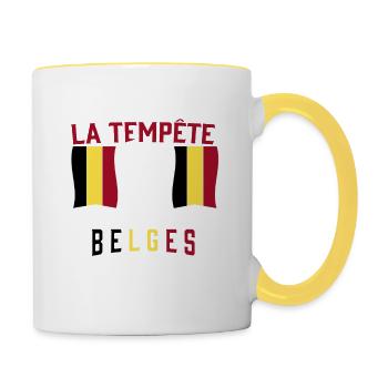 Tempête Belges - Mug contrasté - blanc/jaune - Droite