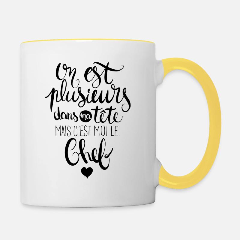 We are several in my head - Contrasting Mug - white/yellow