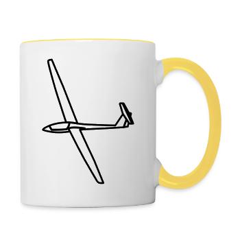 Segelflugzeug LS4 Geschenk - Tasse zweifarbig - Weiß/Gelb - Rechts