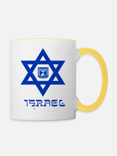 israel 3 - Tasse zweifarbig - Weiß/Gelb