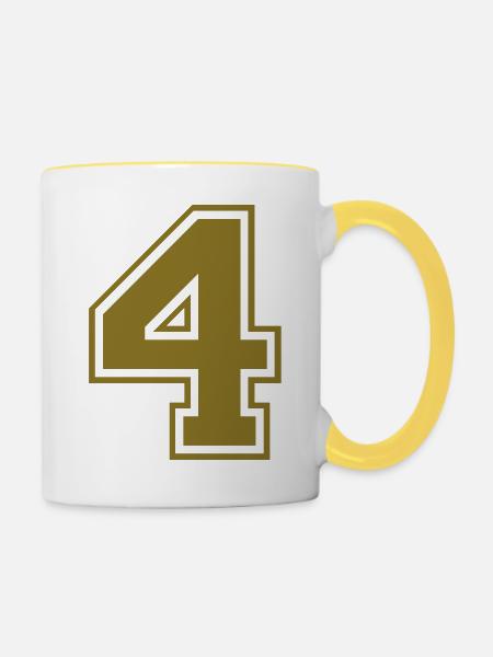 nummer - 4 - Tasse zweifarbig - Weiß/Gelb