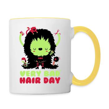 bad_hair_day - Tasse zweifarbig - Weiß/Gelb - Rechts