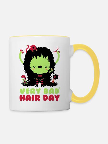 bad_hair_day - Tasse zweifarbig - Weiß/Gelb