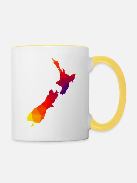 Neuseeland - Tasse zweifarbig - Weiß/Gelb