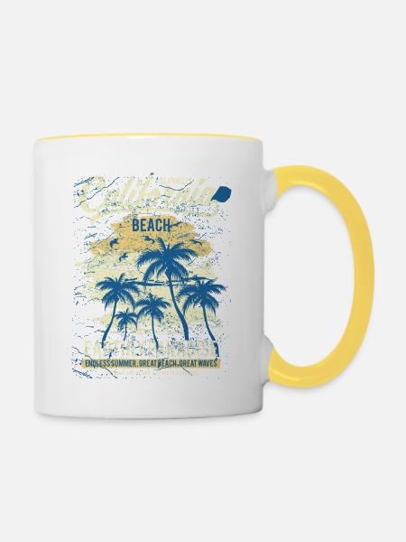 California Beach - Tasse zweifarbig - Weiß/Gelb
