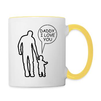 DADDY, i love you - Contrasting Mug - white/yellow - Right