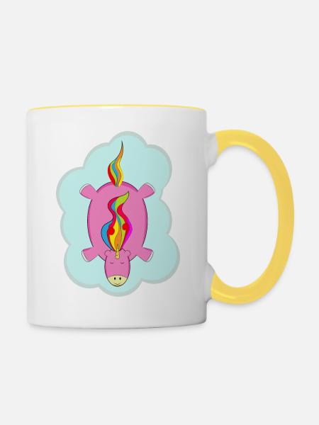 Einhorn - Tasse zweifarbig - Weiß/Gelb