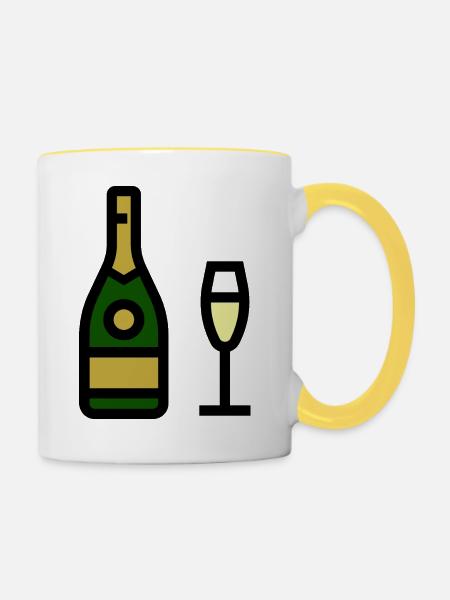 Champangnerglas, Sekt, Sektglas - Tasse zweifarbig - Weiß/Gelb