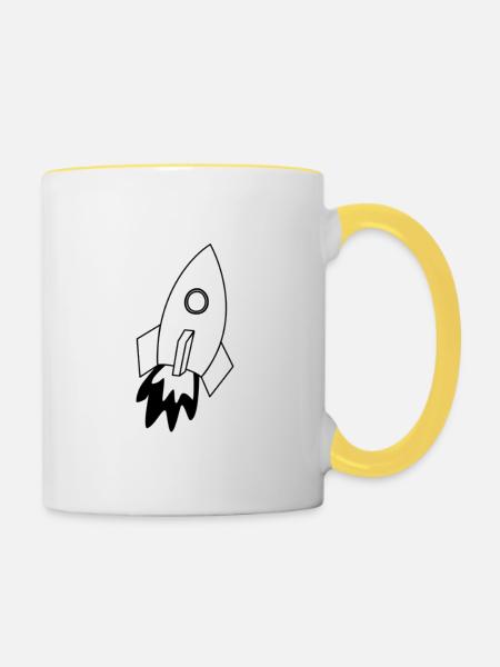 Space - Tasse zweifarbig - Weiß/Gelb