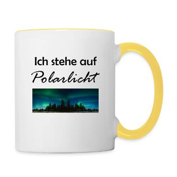 Polarlicht Geschenk Idee schwarz - Tasse zweifarbig - Weiß/Gelb - Rechts