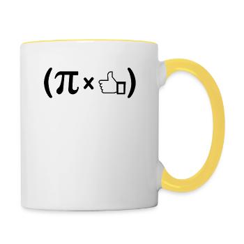 Pi mal daumen - Tasse zweifarbig - Weiß/Gelb - Rechts