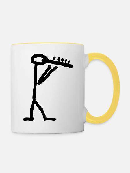 Musikant mit Querflöte - Tasse zweifarbig - Weiß/Gelb