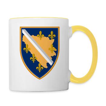 BiH Bosna Wappen 3D - Tasse zweifarbig - Weiß/Gelb - Rechts