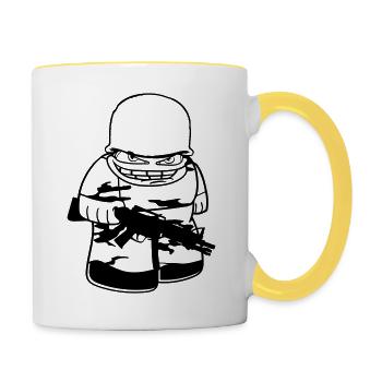 arme de pistolet fastfire soldat guerre de camouflage - Mug contrasté - blanc/jaune - Droite
