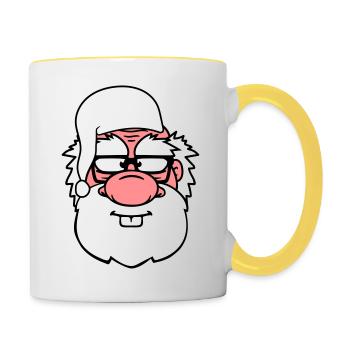manteau de pyjama de grand-père - Mug contrasté - blanc/jaune - Droite