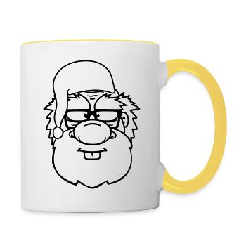 manteau de pyjama de grand-père - Mug contrasté - blanc/jaune - Droite