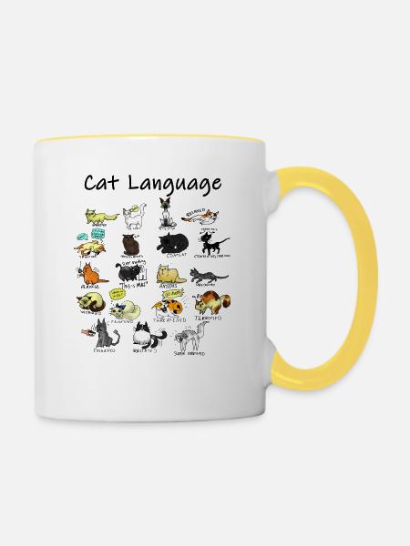 Cat Language - Tasse zweifarbig - Weiß/Gelb