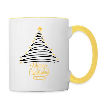 logo fir tree christmas tree fir starry happy - Contrasting Mug - white/yellow - Right