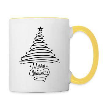 design logo fir tree christmas tree fir stars - Contrasting Mug - white/yellow - Right