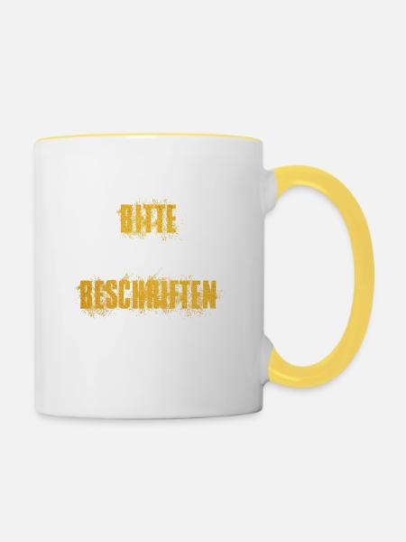 Bitte Beschriften - Tasse zweifarbig - Weiß/Gelb