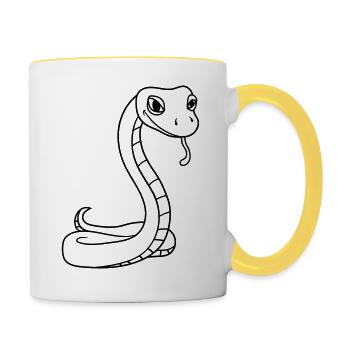 face snake head gecko lizard real reptile - Contrasting Mug - white/yellow - Right